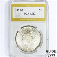 1925-S Silver Peace Dollar PGA MS62