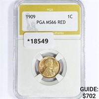 1909 Wheat Cent PGA MS66 RED