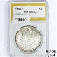 1880-S Morgan Silver Dollar PGA MS65+