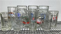 11 Collectible GLASS Beer Steins