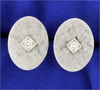 Classic Vintage Diamond Cufflinks in 14k White Gol