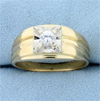 Men's Solitaire 1/3ct Diamond Ring in 14K Yellow a