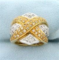 Vintage Diamond Criss Cross Design Statement Ring