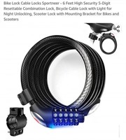 MSRP $16 Bike Cable Combo Lock with Light