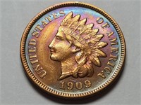 1909 Indian Head Cent Penny High Grade Toned