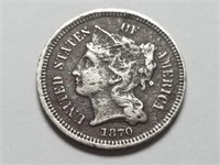1870 3c Three Cent Nickel