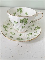 Aynsley Tea Cup & Saucer, Clover Design