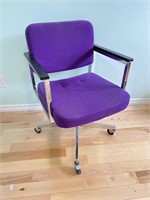 Vintage Purple Metal Office Chair w/ Castors