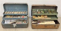 Vintage Metal Tackle Boxes with Contents