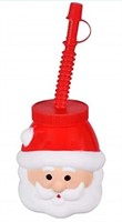 MSRP $20 Set 12 Santa Cups with Straws