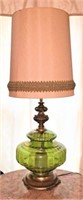 Vintage Green Iridescent Swag Glass Globe Lamp