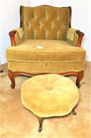 Vintage Green Upholstered Arm Chair &
