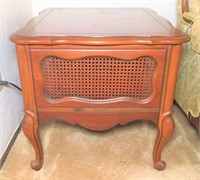 Side Table with Cane Front & Back