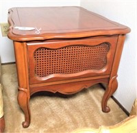 Side Table with Cane Front & Back