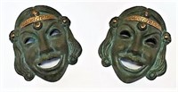 Pair of Metal Numbered Mask Wall Plaques
