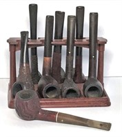 Vintage Carved Wood Pipes on Stand
