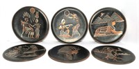 Egyptian Copper Decorative Plates Lot of 6