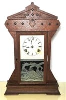 Antique 8 Day Half Hour Strike Mantle Clock