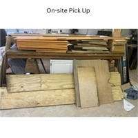 Variety of Wood Planks, Saw Horses, Cabinet