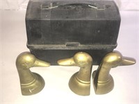 Brass Duck Bookend Set & Vintage Igloo Cooler