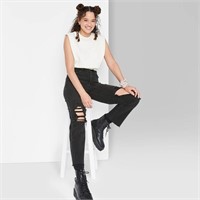 Women's Super-High Rise Distressed Straight Jeans