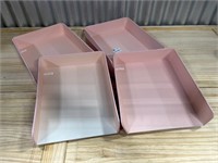 Lot of 4 Office Paper Trays Pink