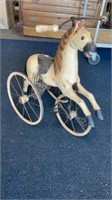 Vintage Wooden Velocipede Style Horse Tricycle