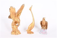 Vintage Brass Tone Eagles & Egret Sculptures