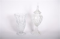 Towle Czech Crystal Vase & Crystal Lidded Pedestal