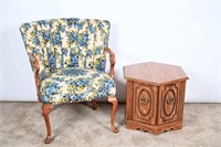 Tufted Channel Back Chair & End Table W/ Storage