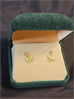 Pair 14K gold hobby horse earrings look at