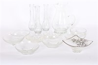 Clear Glass Vases, Pitcher & Bowls