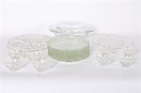 Vintage Glass Plates, Covered Dish & Teacups