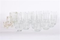 Clear Glass Tumblers, Pitcher & Shot Glasses