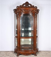 Carved Mahogany Curio Display Cabinet