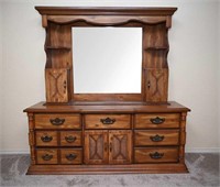 Vintage Barker Furniture Dresser W/ Mirror Hutch