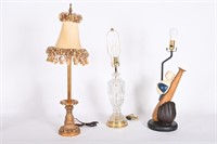 Table Lamps- Baseball, Cut Glass, Candlestick