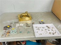 brass cheetah trinket box-full sterling jewelry