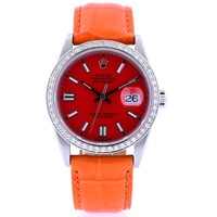 Rolex DateJust Diamond Orange Lume 36MM Wristwatch