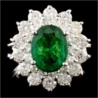 14K Gold 1.60ct Emerald & 1.45ctw Diamond Ring
