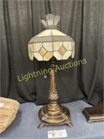 SLAG GLASS LAMP WITH METAL BASE