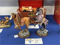 TWO RESIN LAURIE PRINDLE PAINTED HORSE FIGURINES
