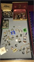 ASSORTED MILITARY PINS, CUFF LINKS, MISC