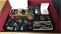 TRAY LOT OF ASSORTED JEWELRY & COLLECTIBLES