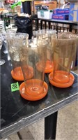 RETRO VINTAGE GLASS SET (4) PINT GLASSES & SAUCERS