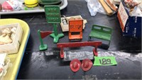ASSORTED METAL HO SCALE TRAIN TRACK SIGNS &