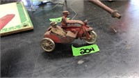VINTAGE CAST IRON MOTORCYCLE TOY W/ SIDE CAR