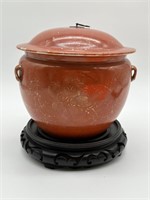 ANTIQUE TAO KWONG PERIOD CHINESE LIDDED POT NOTE