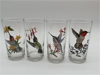 LOT OF 4 HUMMINGBIRD THEMED GLASSES