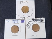 1888, 1905 & 1955 Pennies